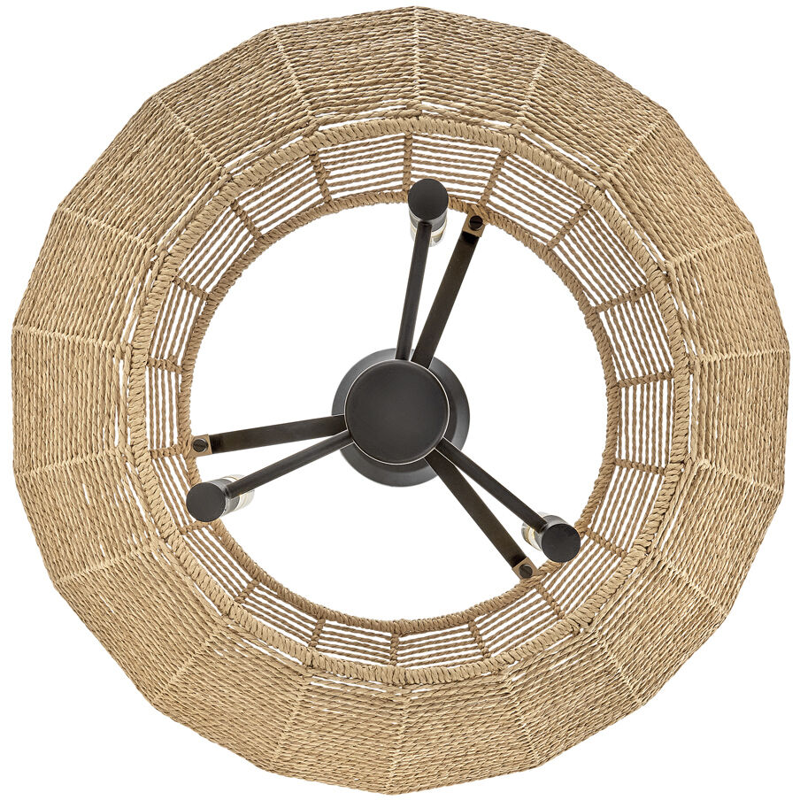 Lisa McDennon Luca 3 Light 21.25 inch Black Indoor Chandelier Ceiling Light in Black / Camel Rattan, Convertible