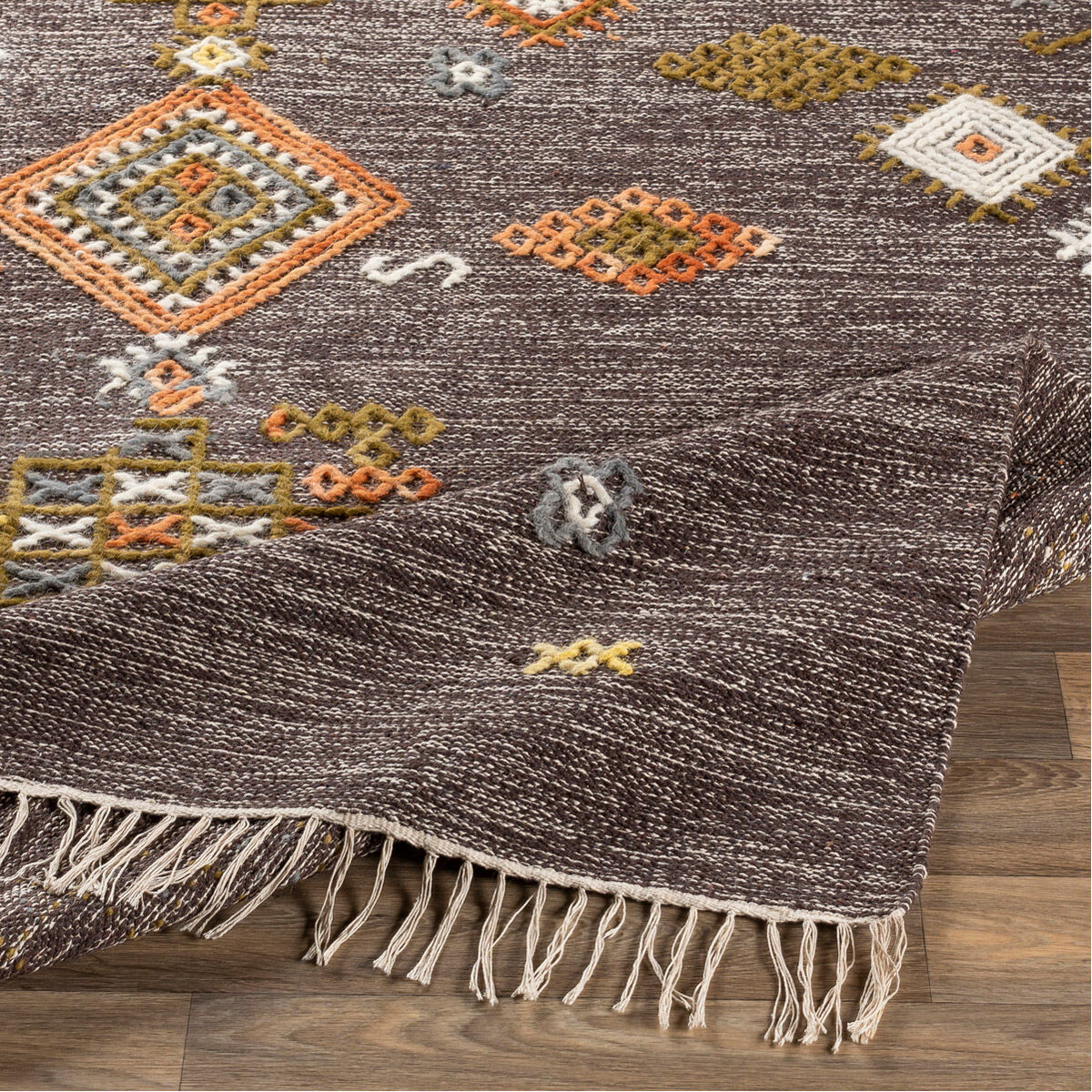 Zanafi 60 X 36 inch Dark Brown/Khaki/Medium Gray/Olive/Peach Rugs in 3 x 5, Rectangle