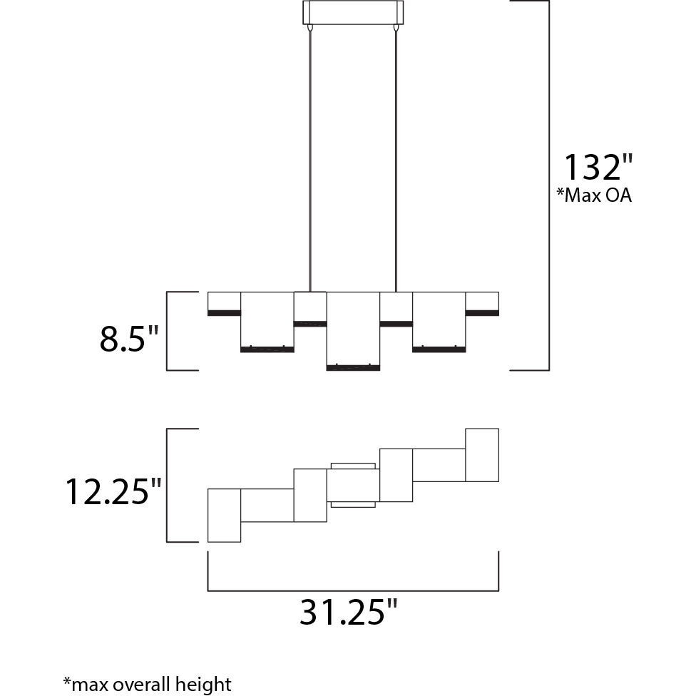 Pizzazz LED LED 12.25 inch Polished Chrome Multi-Light Pendant Ceiling Light