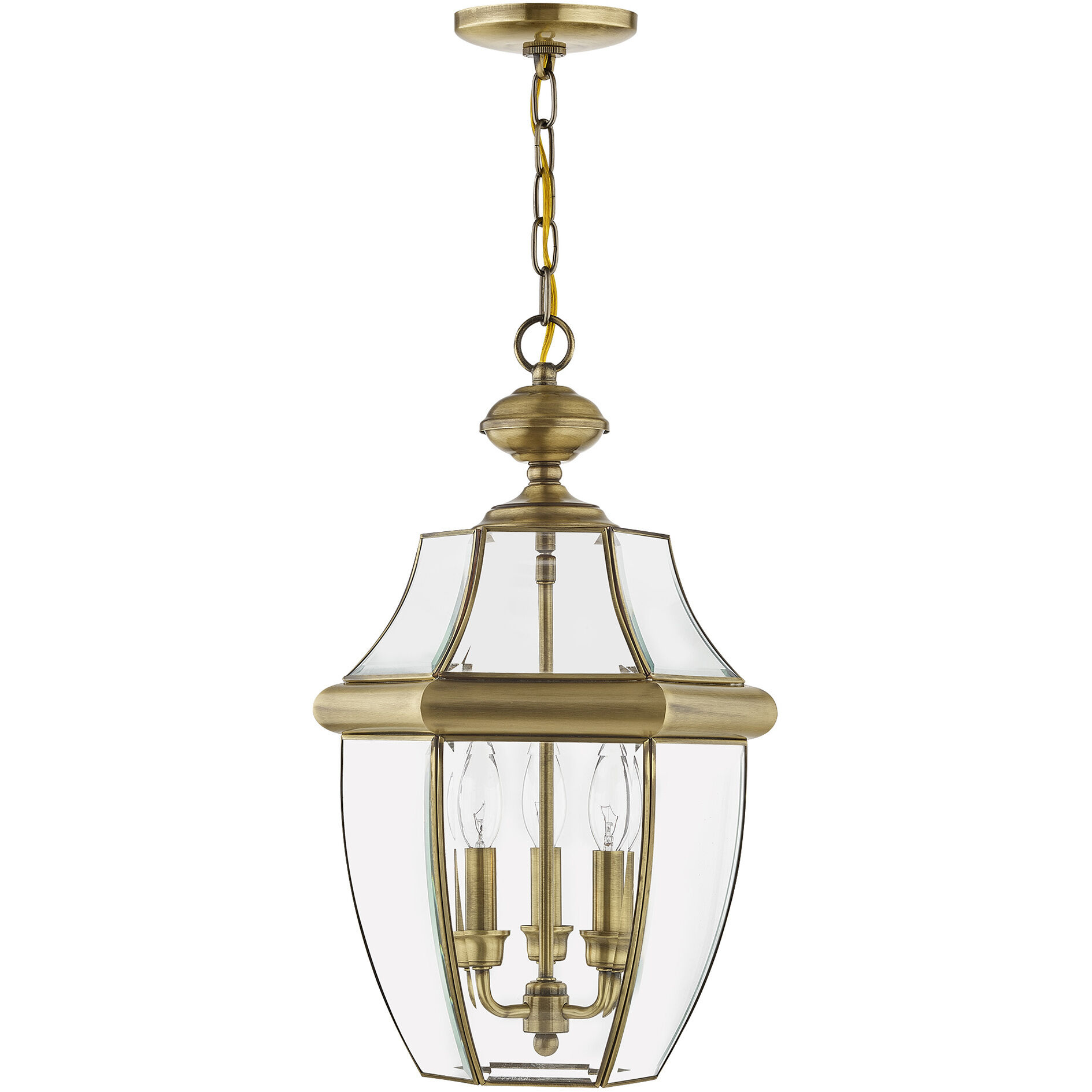 Monterey 3 Light 13 inch Antique Brass Outdoor Pendant Lantern