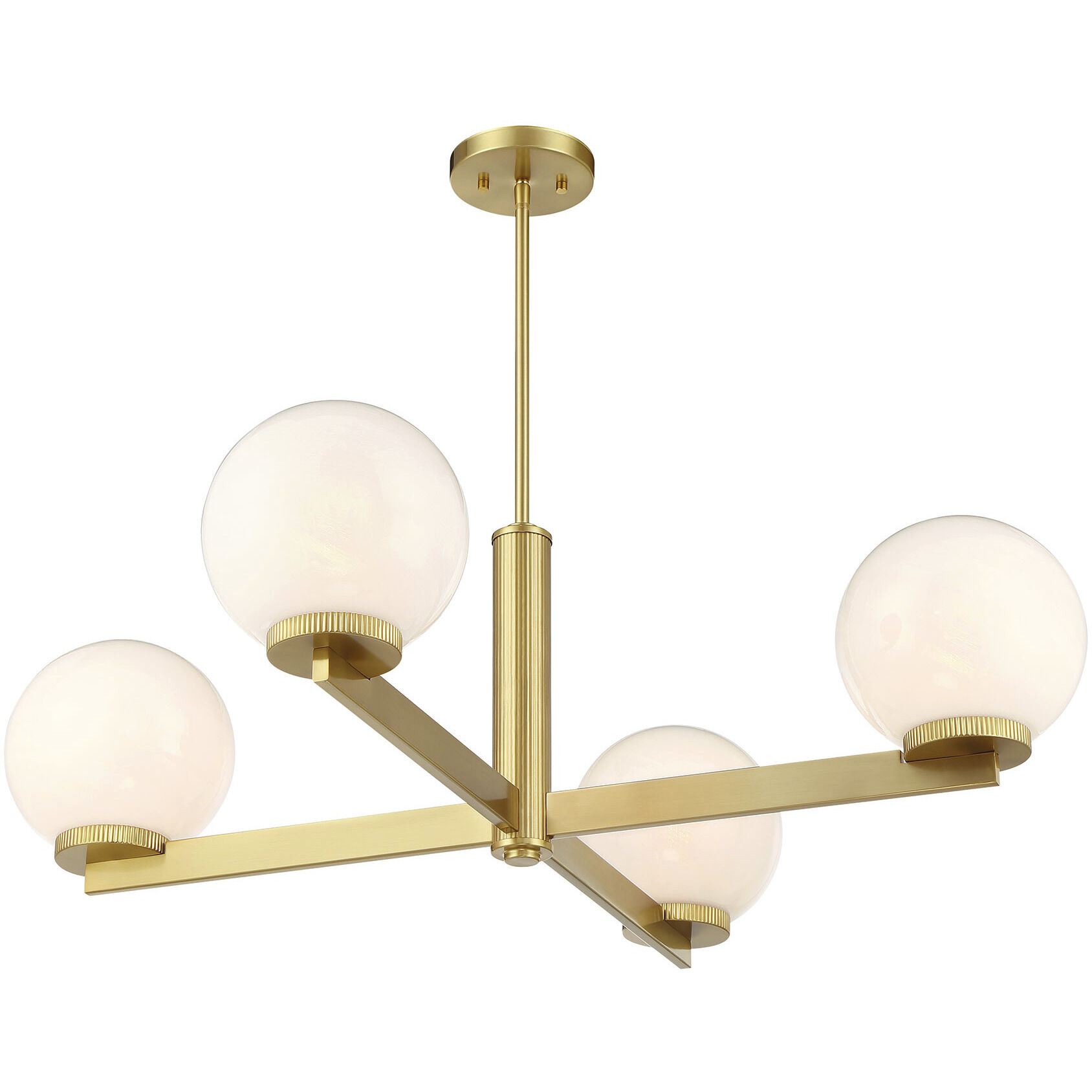 Modern 4 Light 38 inch Natural Brass Chandelier Ceiling Light