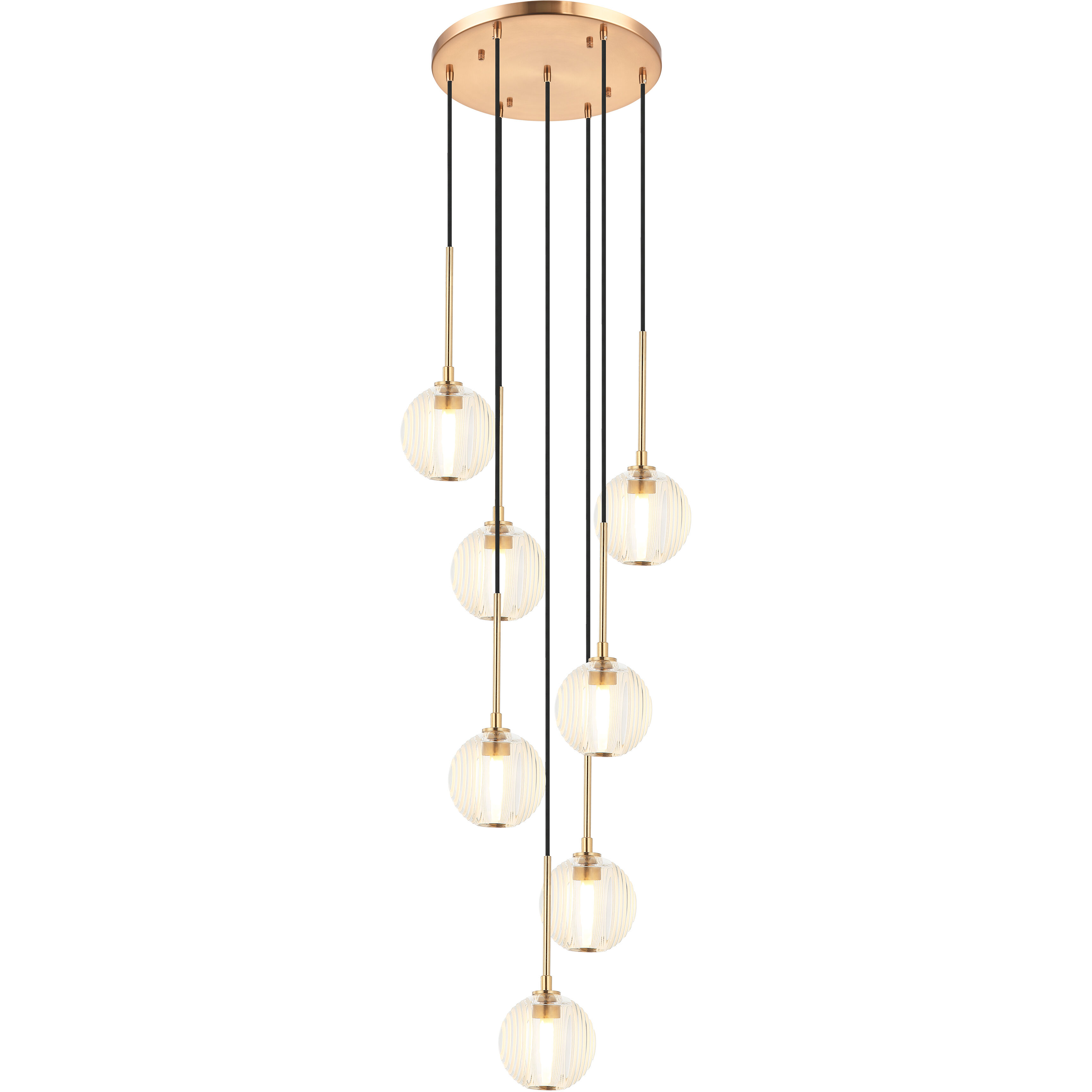 Jemyca 7 Light 19.75 inch Aged Gold Brass Pendant Ceiling Light in Aged Gold Brass and Clear