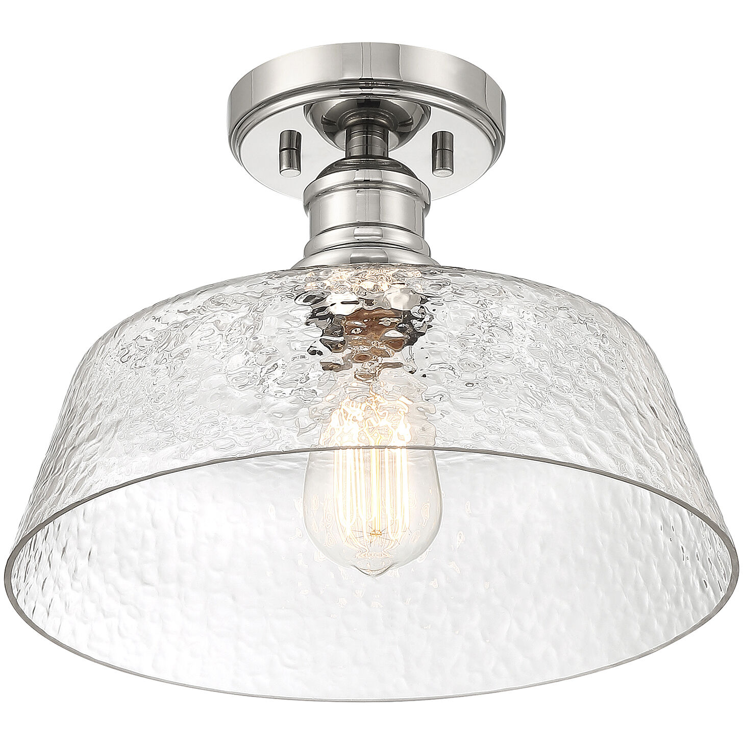 Vintage 1 Light 13 inch Polished Nickel Semi-Flush Ceiling Light