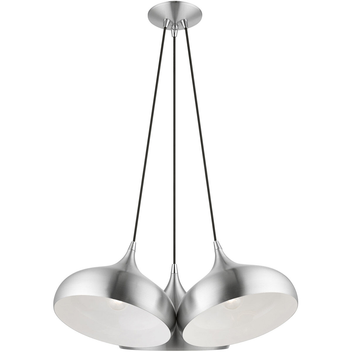 Amador 3 Light 25 inch Brushed Aluminum with Polished Chrome Accents Cluster Pendant Ceiling Light
