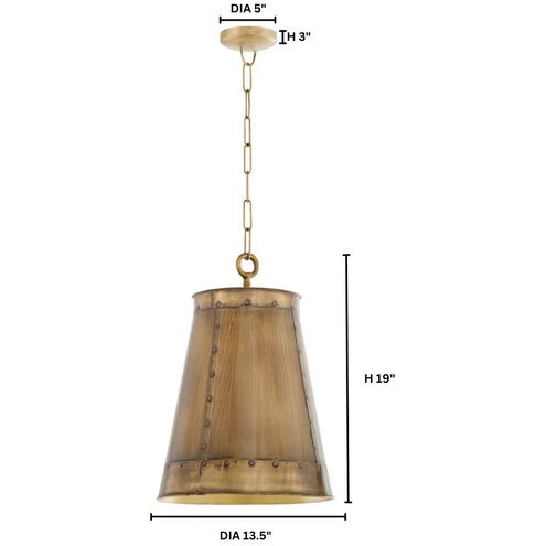 Artisan 3 Light 13.5 inch Artisan Brass Pendant Ceiling Light