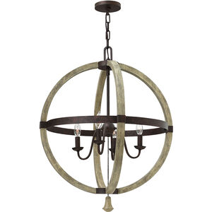 Middlefield LED 24 inch Iron Rust with Weathered Ash Indoor Chandelier Ceiling Light