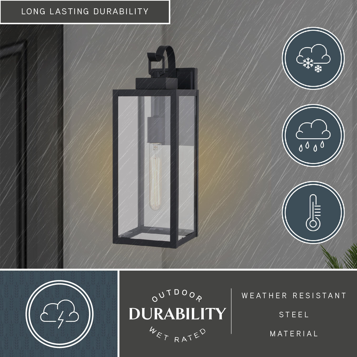 Clinton LED 17.75 inch Matte Black Outdoor Wall