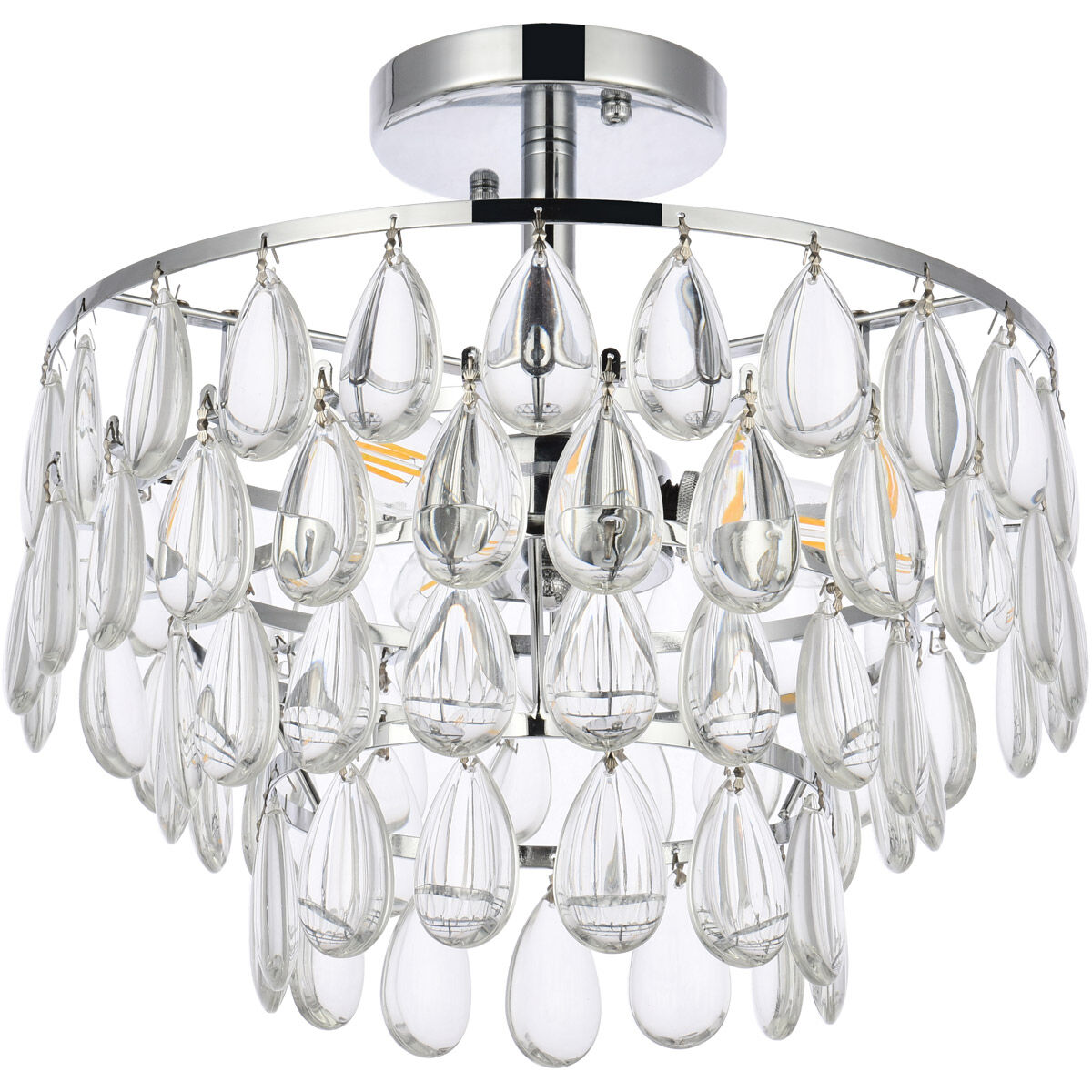 Mila 3 Light 14 inch Chrome Flush Mount Ceiling Light