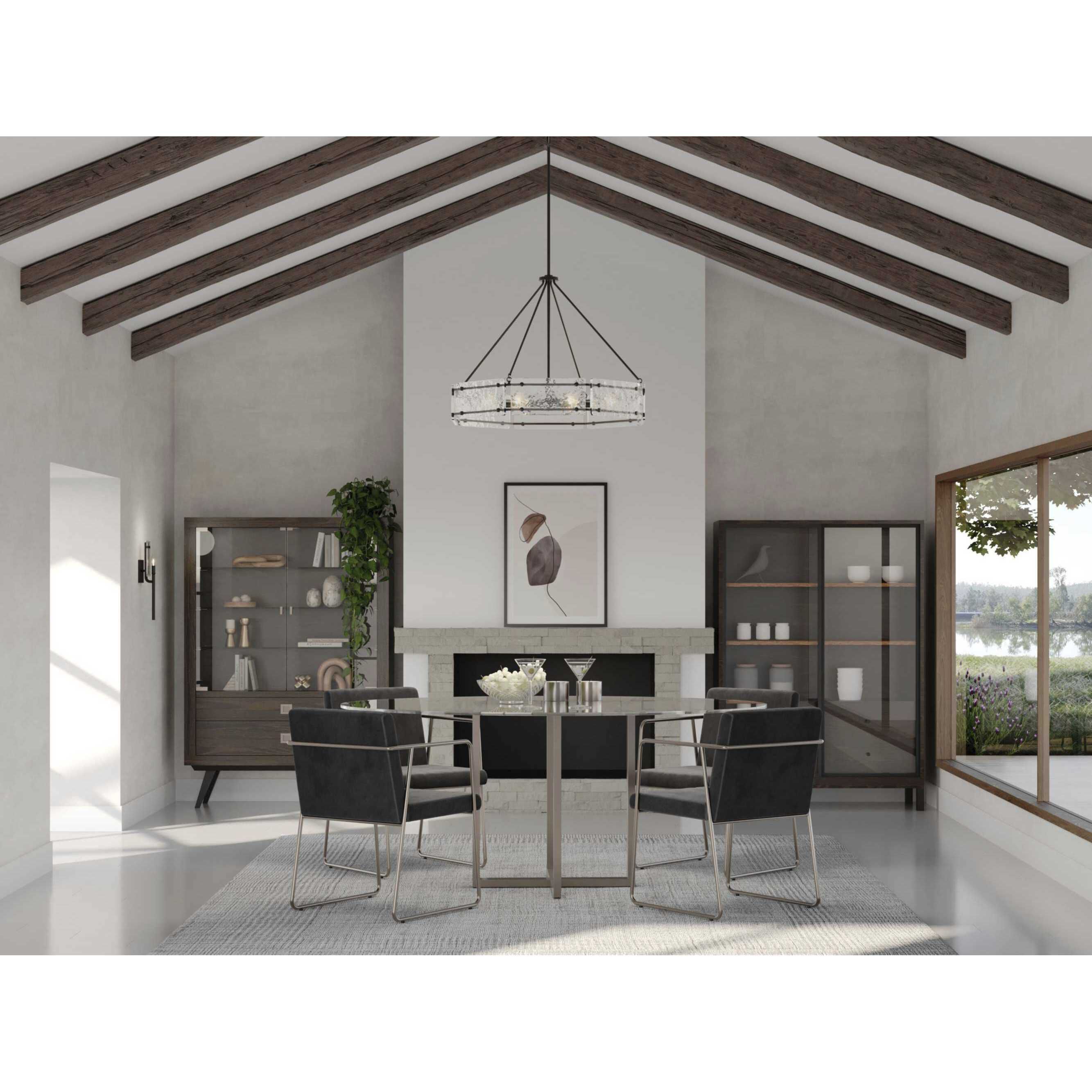 Rivera 6 Light 30 inch Matte Black Chandelier Ceiling Light, Design Series