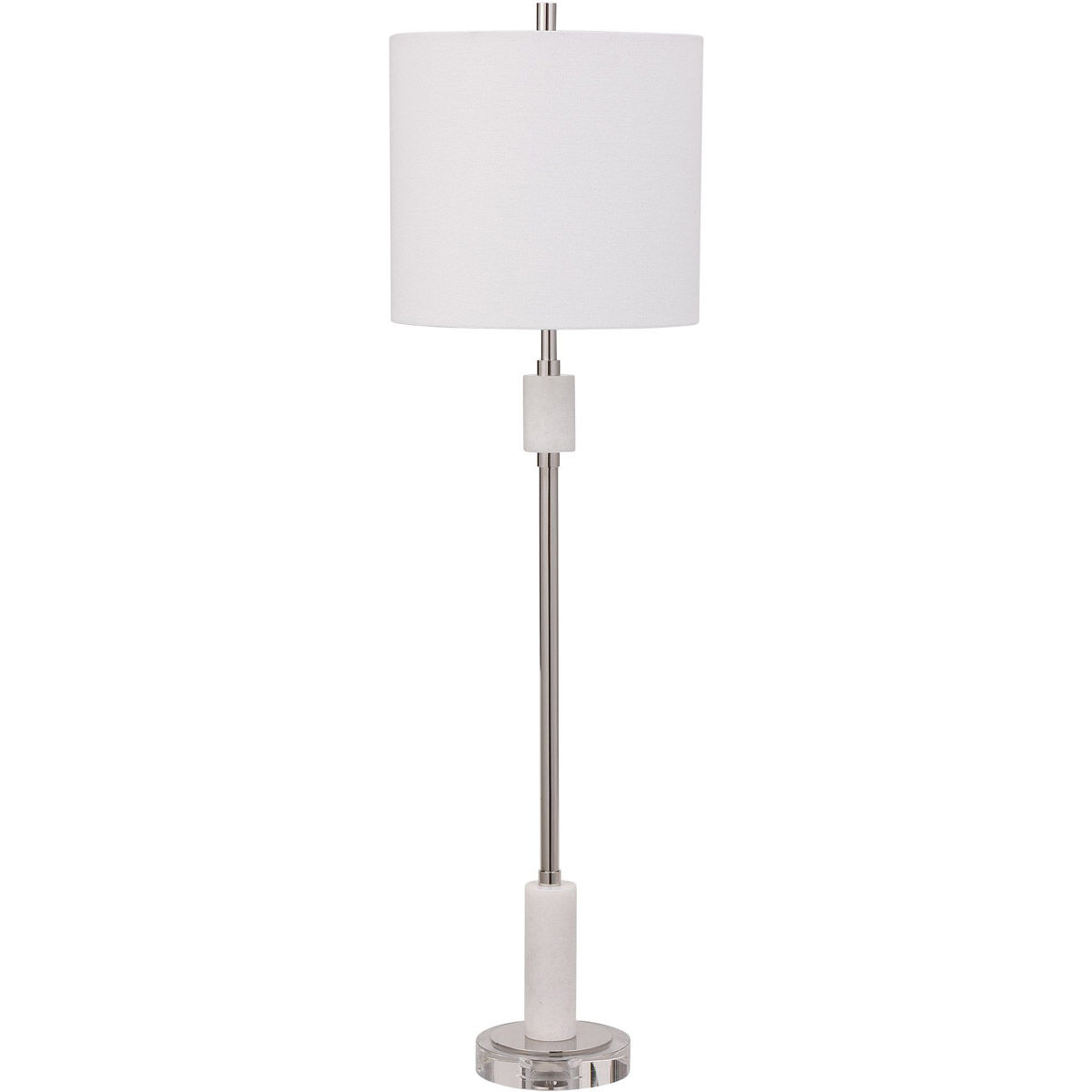 Sussex 35 inch 100.00 watt Plated Polished Nickel and White Marble Buffet Lamp Portable Light