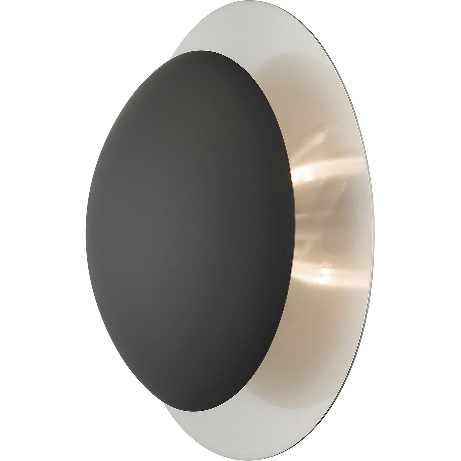 Ventura 2 Light 11 inch Black with Brushed Nickel Reflector Backplate Semi-Flush/Wall Sconce Ceiling Light, Medium