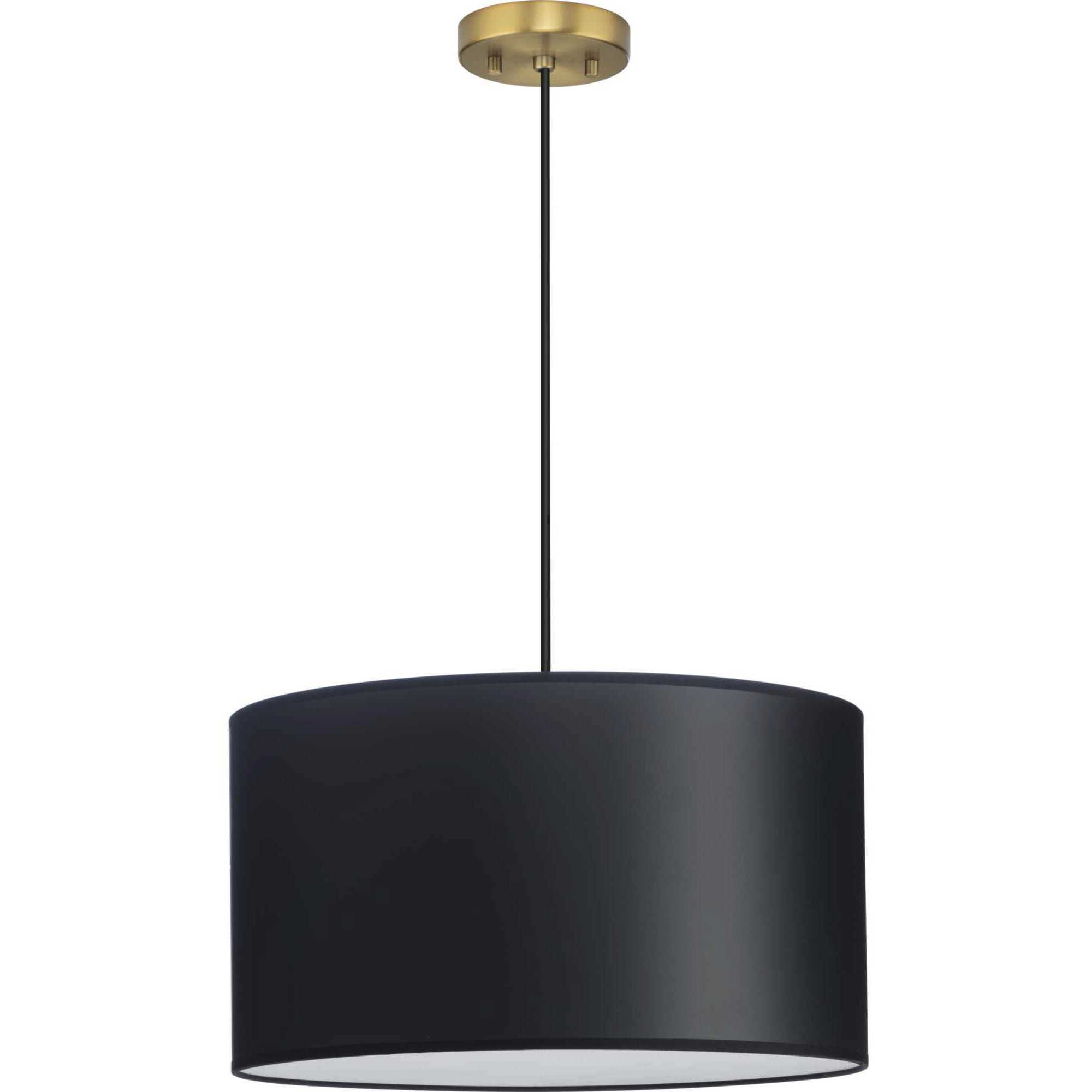 Markor 3 Light 18.12 inch Brushed Nickel/Matte Black/Vintage Brass Drum Pendant Ceiling Light in Black Parchment