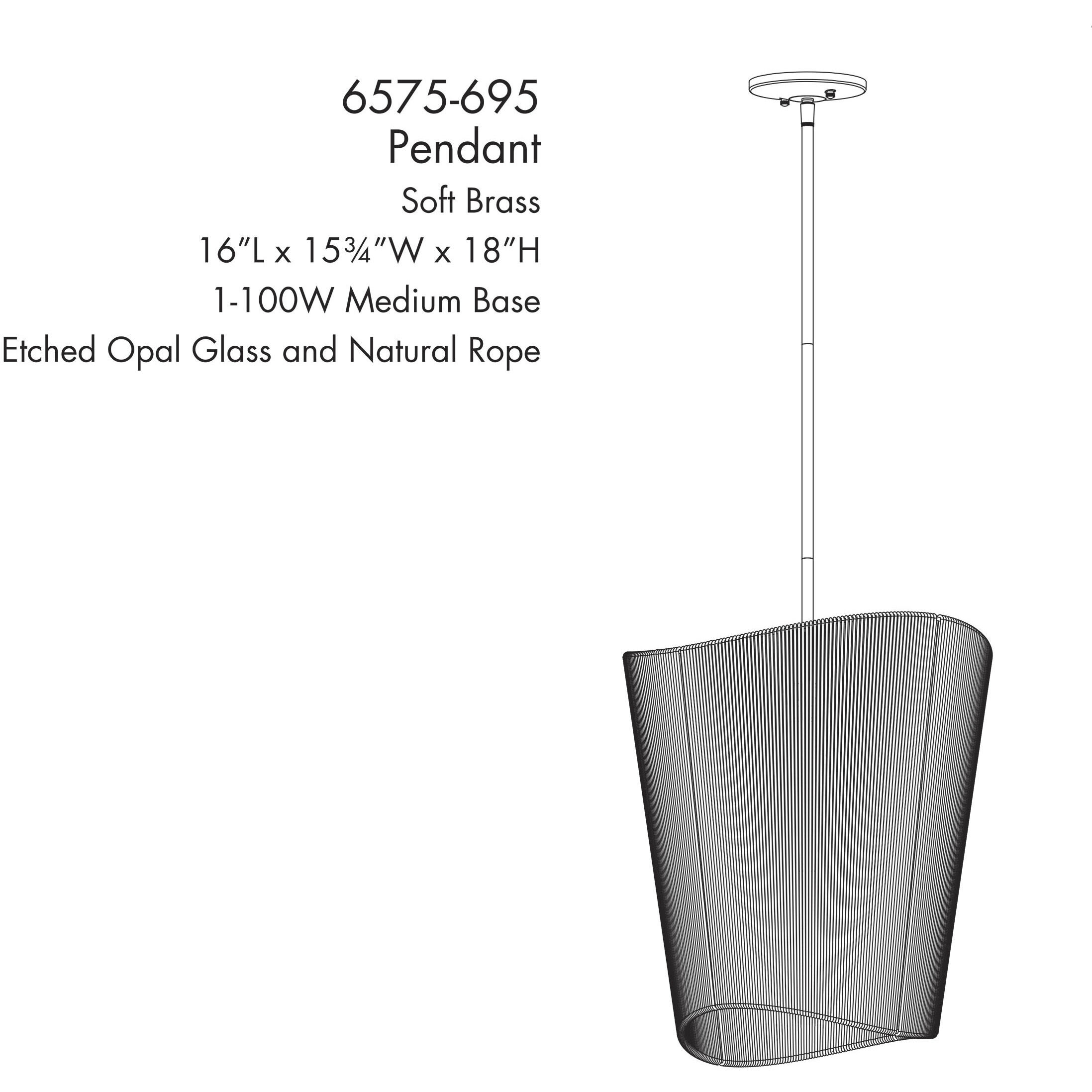 Key Largo 1 Light 16 inch Soft Brass Pendant Ceiling Light