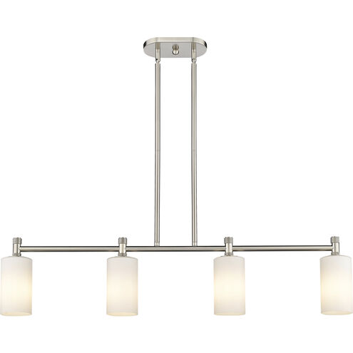 Downtown Urban Crown Point Island Light Ceiling Light in Satin Nickel, Matte White
