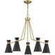 Lamar 5 Light 30 inch Matte Black with Warm Brass Chandelier Ceiling Light