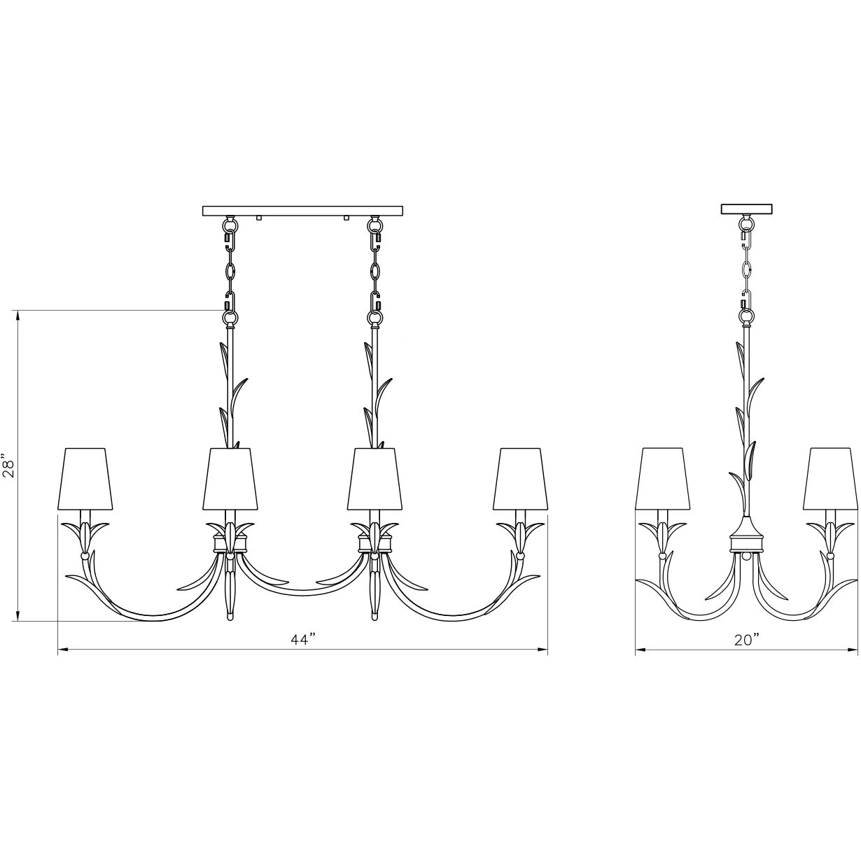 Aslin 6 Light 44 inch Textured White Linear Chandelier Ceiling Light