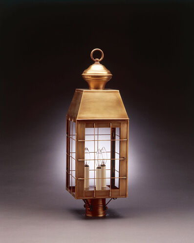 Woodcliffe 1 Light 26 inch Dark Antique Copper Post Lantern in Clear Seedy Glass, Chimney, Medium