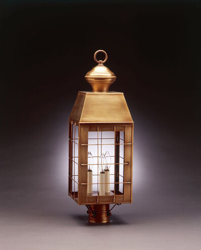 Woodcliffe 1 Light 26 inch Antique Copper Post Lantern in Clear Glass, Chimney, Medium
