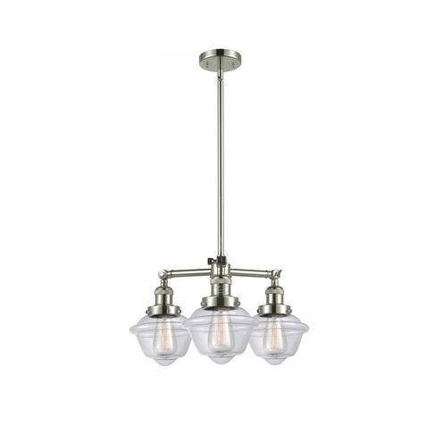 Franklin Restoration Small Oxford 3 Light 20 inch Polished Nickel Chandelier Ceiling Light in Clear Glass, Franklin Restoration