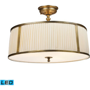 Carisa LED 20 inch Vintage Brass Semi Flush Mount Ceiling Light