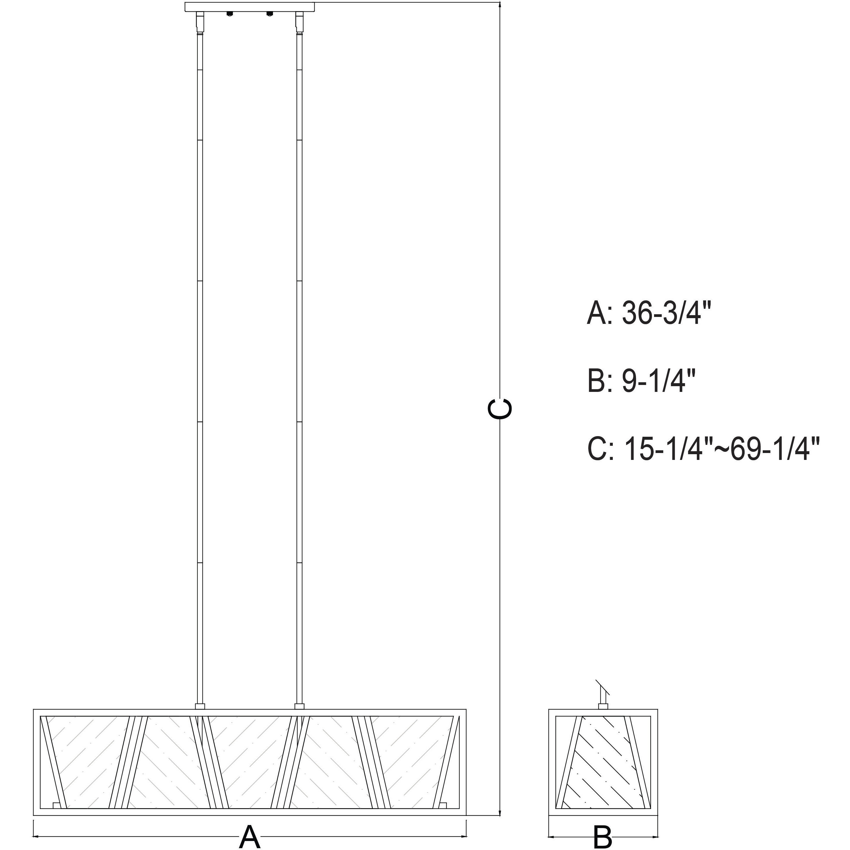 Oslo LED 36.75 inch Black and Natural Brass Linear Chandelier Ceiling Light