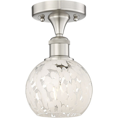 Edison White Mouchette 1 Light 6 inch Brushed Satin Nickel Semi-Flush Mount Ceiling Light