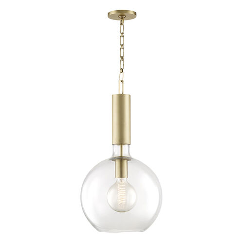 Raleigh 1 Light 13 inch Aged Brass Pendant Ceiling Light