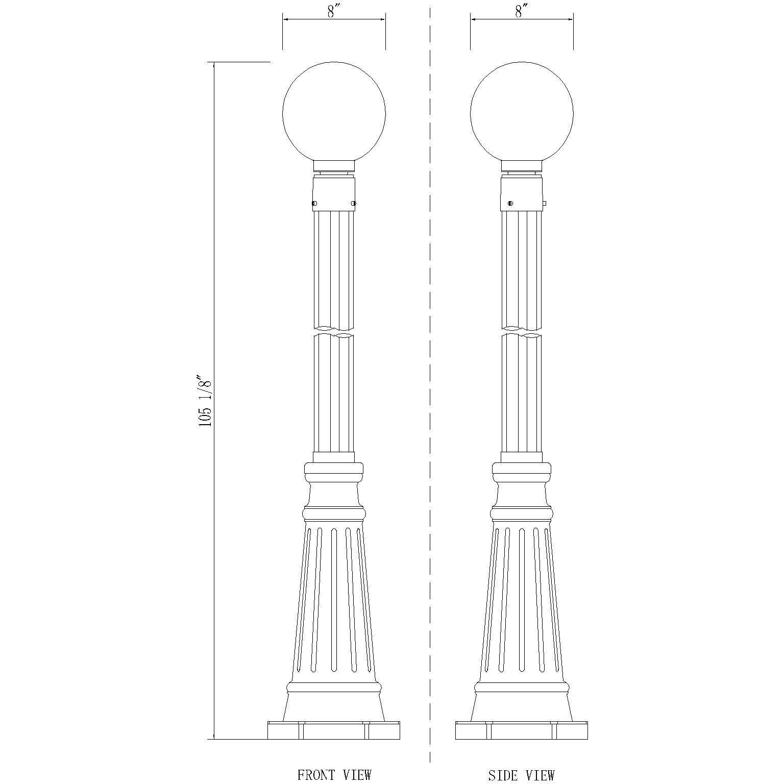 Laurent 1 Light 105.5 inch Black Outdoor Post Mounted Fixture