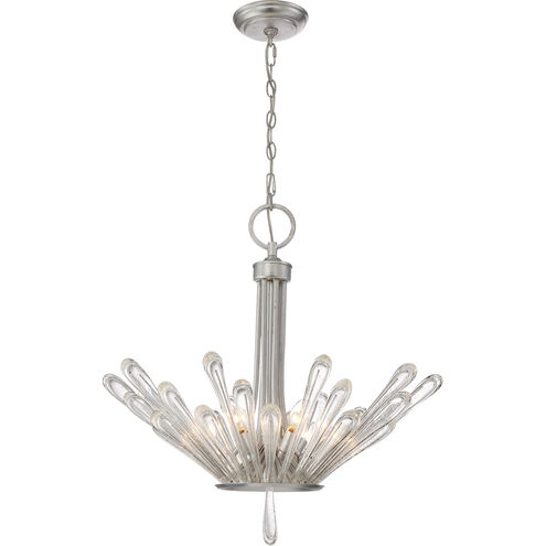 Gamma 6 Light 27 inch Silver Leaf Chandelier Ceiling Light