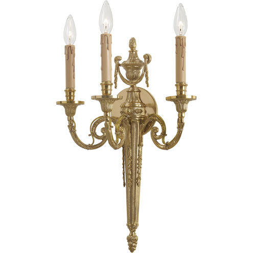 Jonathan 3 Light 14.5 inch French Gold Wall Sconce Wall Light