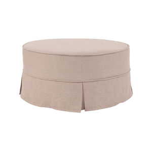 Universal Linen Slub Natural Round Ottoman Replacement Slipcover, Ottoman Not Included