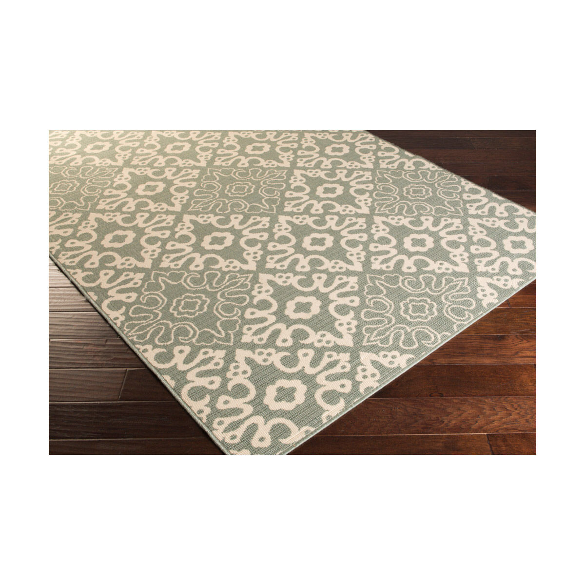 Alfresco 154 X 106 inch Dusty Sage/Beige Machine Woven Rug, Polypropylene