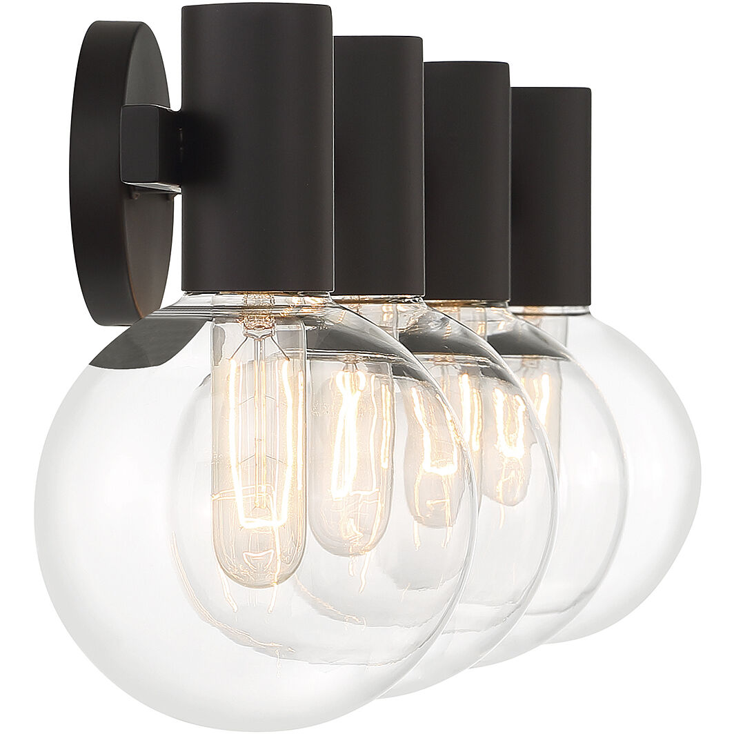 Wright 4 Light 34 inch Black Bathroom Vanity Light Wall Light