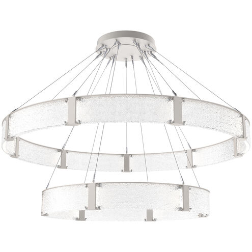 Parallel LED Beige Silver Chandelier Ceiling Light, Two-Tier Ring