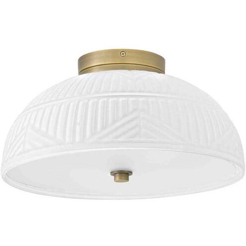 Lisa McDennon Devon LED 13.25 inch Lacquered Brass Foyer Ceiling Light in 2700K, Etched Opal, 5W, Ceiling, Flush Mount