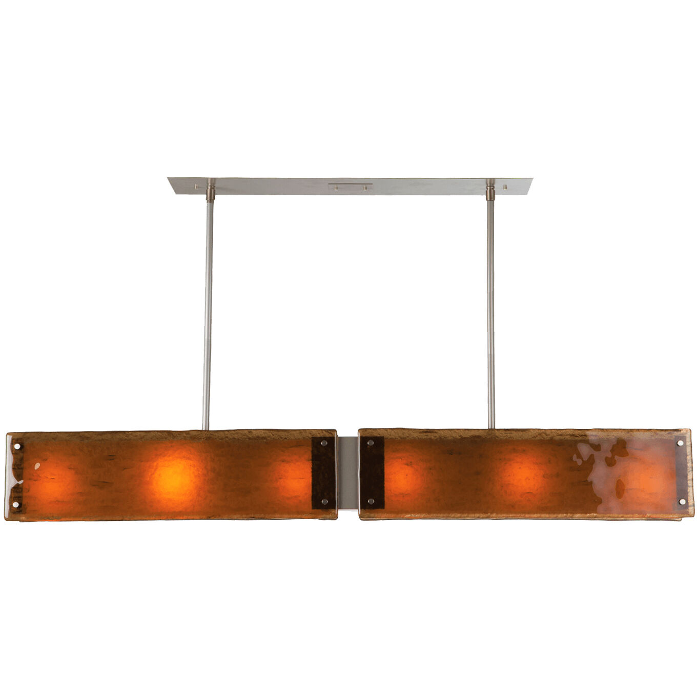 Textured Glass LED 44.4 inch Gilded Brass Linear Pendant Ceiling Light in Frosted Granite, 2700K LED