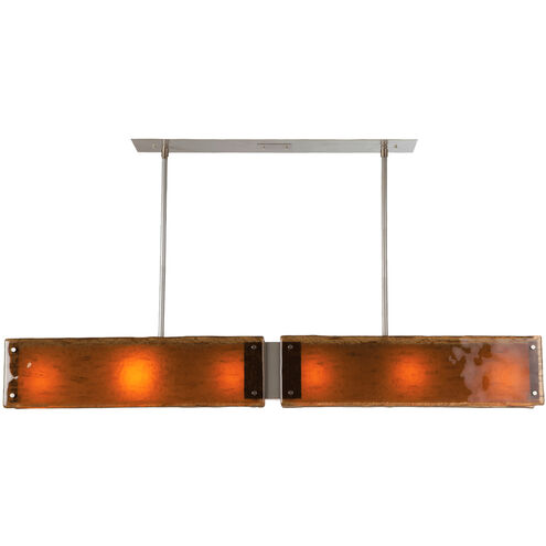 Textured Glass LED Novel Brass Linear Pendant Ceiling Light in 3000K LED, Rimelight Frosted