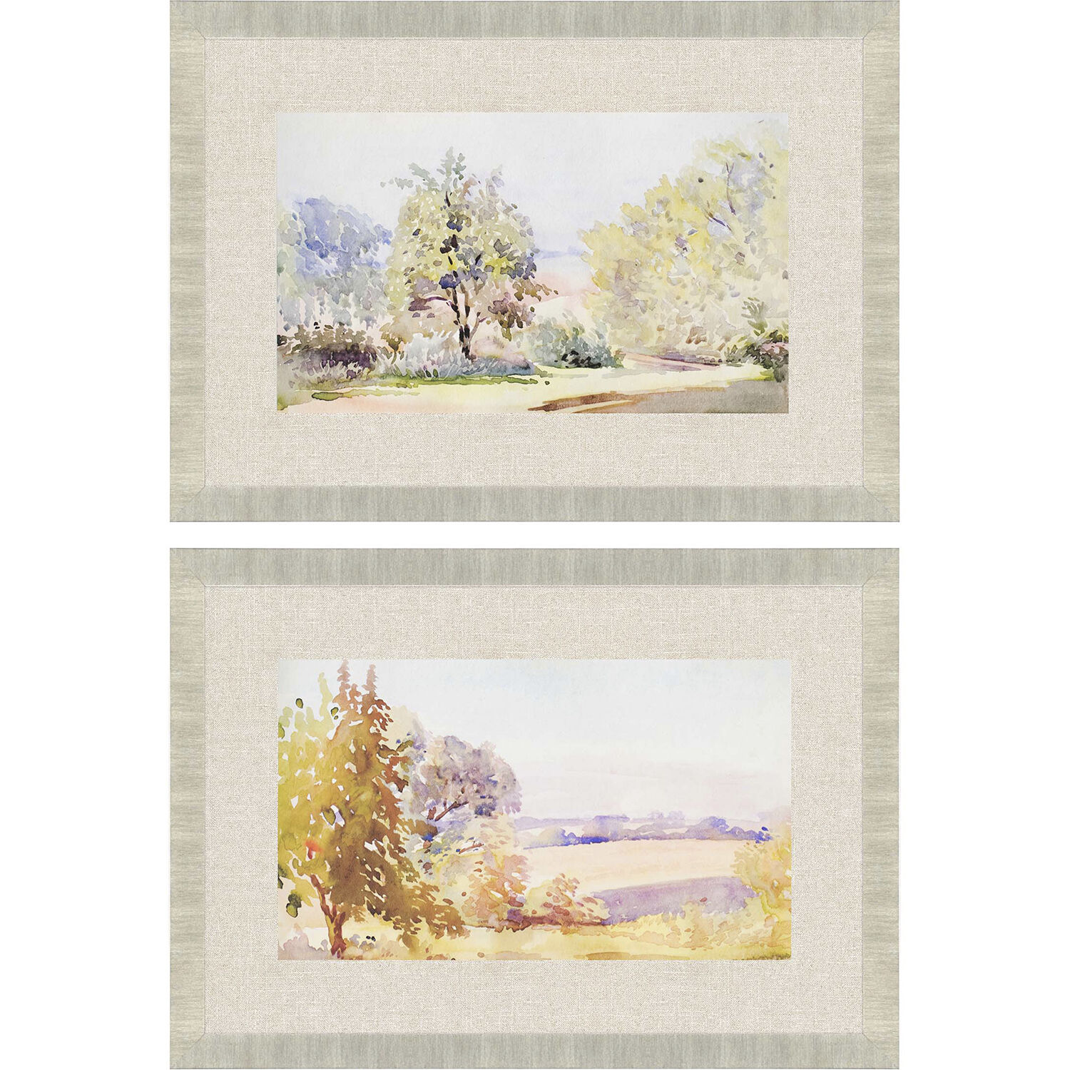 Placid/Repose Sunrise/Serene Multi and Orange and Green and Blue Framed Art