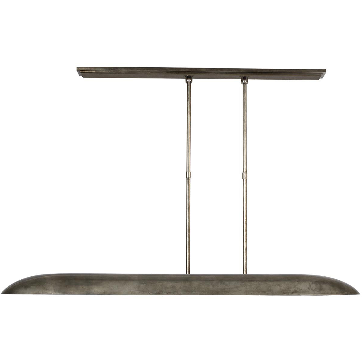 Anne-Marie Barton Remi Linear Pendant Ceiling Light in Mottled Pewter and Warm Walnut