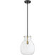Bella 1 Light 12 inch Matte Black and Olde Brass Pendant Ceiling Light