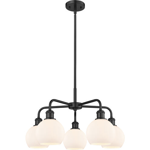 Athens 5 Light 24 inch Matte Black Chandelier Ceiling Light in Matte White