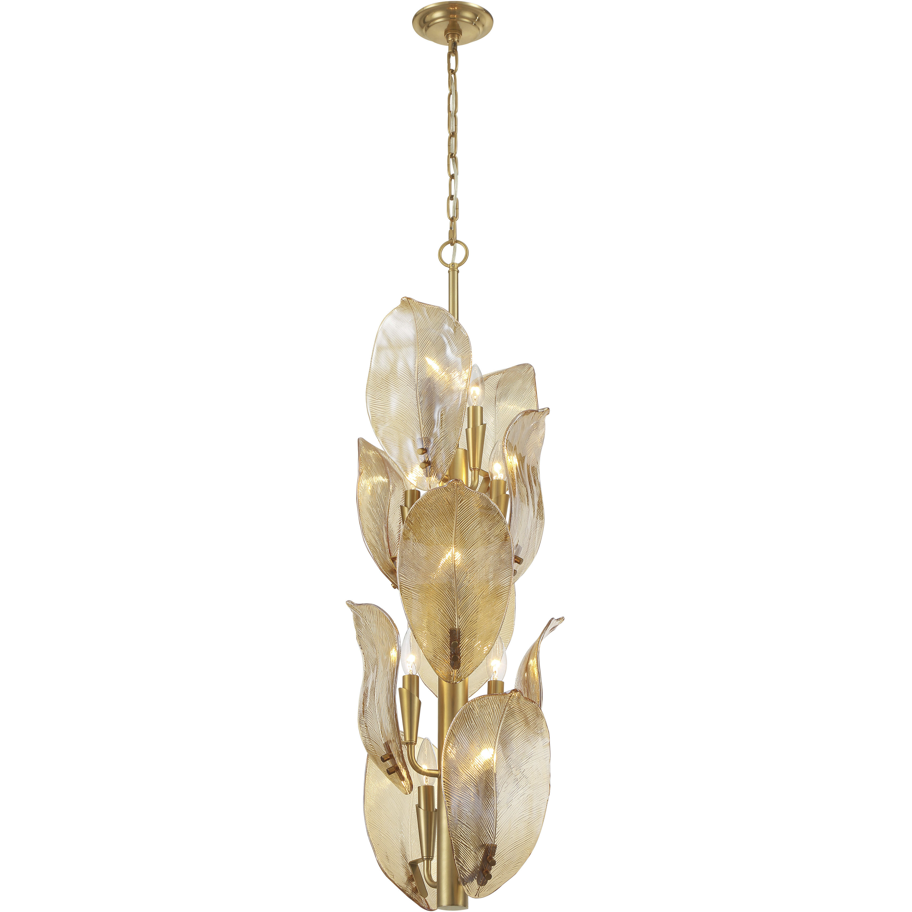 Orchid 10 Light 13 inch Legacy Brass Pendant Ceiling Light in Amber Handmade Glass
