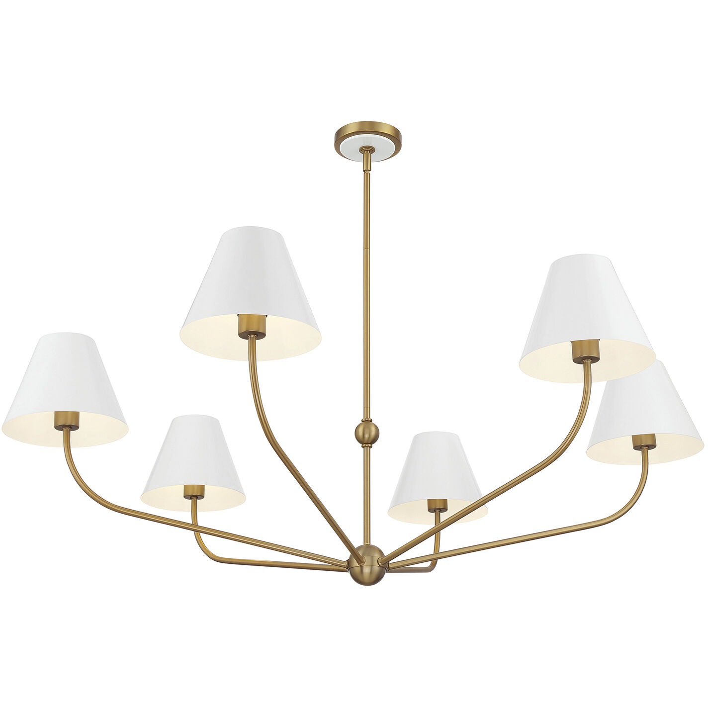 Xavier 6 Light 48 inch Vibrant Gold Chandelier Ceiling Light in Vibrant Gold and White