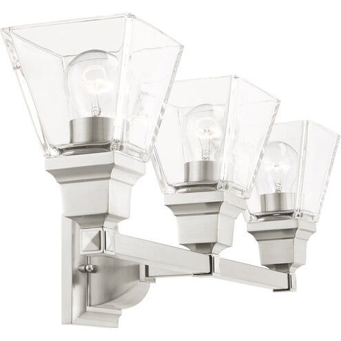 Mission 3 Light 25 inch Brushed Nickel Vanity Sconce Wall Light