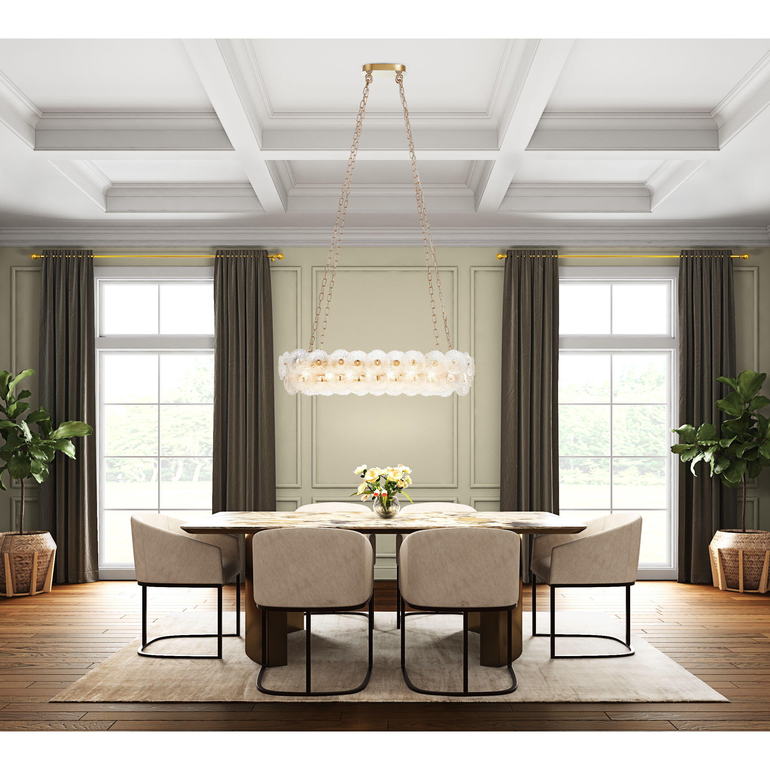 Bloom LED 47.25 inch Brass Chandelier Ceiling Light