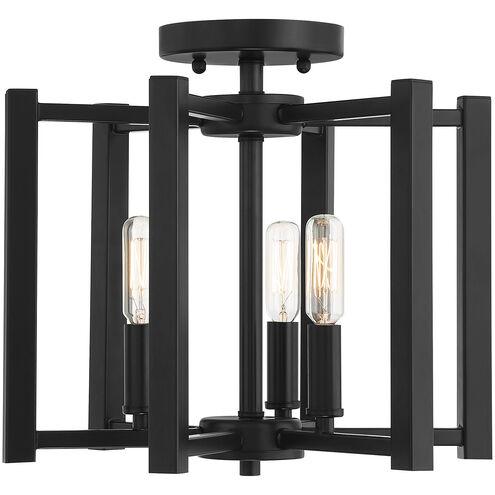 Benson 3 Light 13 inch Matte Black Semi-Flush Ceiling Light, Essentials