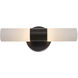 Fusion Collection - Cellini Family 4.5 inch Matte Black and Ribbed Opal ADA Wall Sconce Wall Light, EVOLV