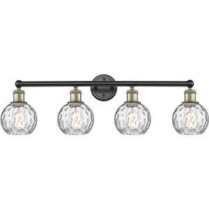 Athens Water Glass 4 Light 33 inch Black Antique Brass and Clear Water Glass Bath Vanity Light Wall Light
