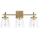 Jayne 3 Light 24.25 inch Aged Brass Vanity Light Wall Light