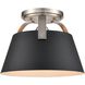 Jepson 1 Light 9.5 inch Brushed Nickel with Matte Black Semi Flush Mount Ceiling Light